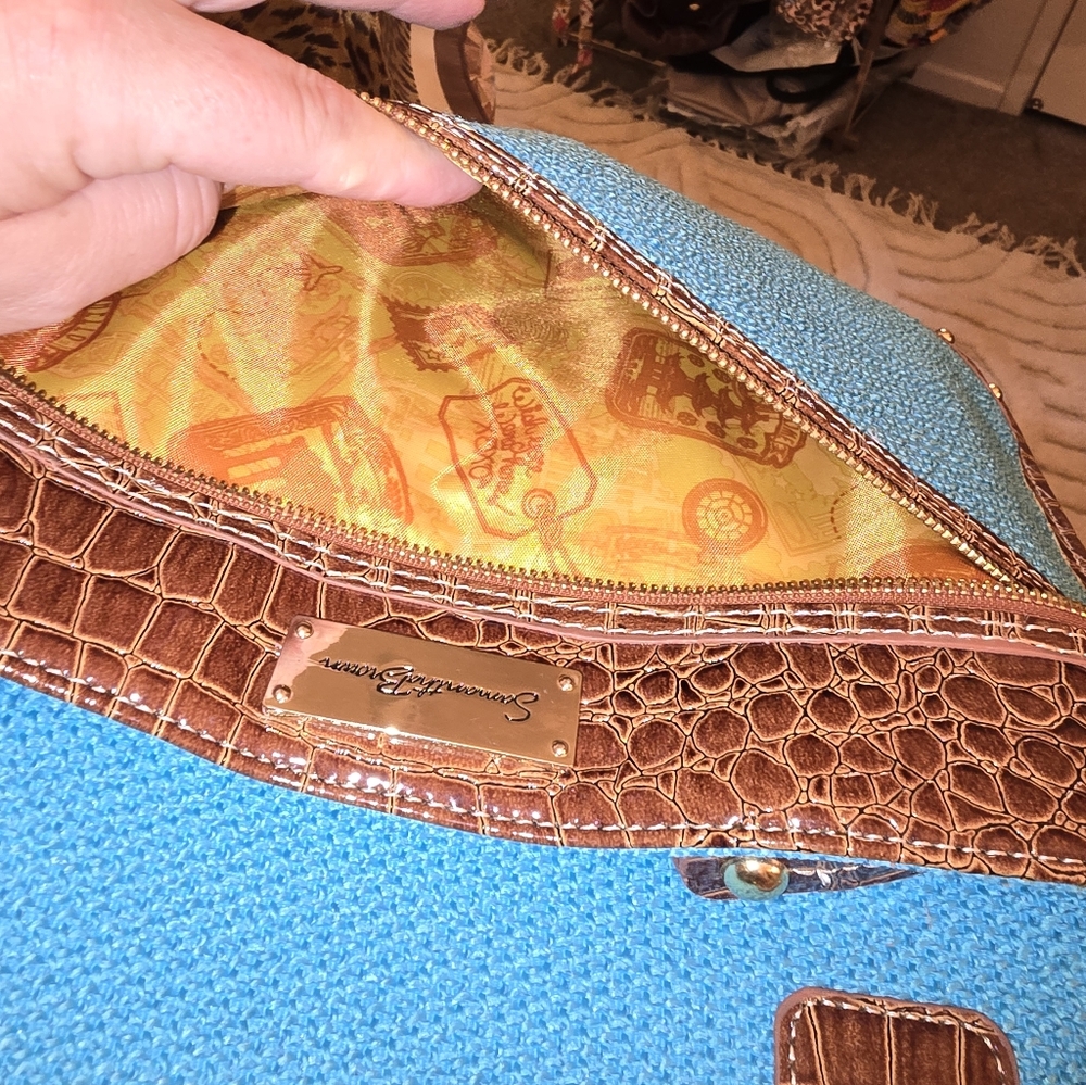 💙 Samantha Brown Stylish Blue and Brown Women's Bag Large - Picture 10 of 14